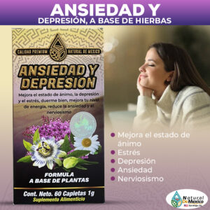 Ansiedad y Depresión Suplemento 60 Capletas 1g. Natural de Mexico