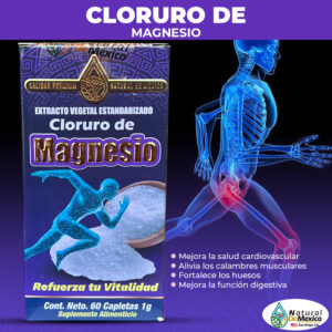 Cloruro de Magnesio Suplemento 60 Capletas 1g. Natural de Mexico