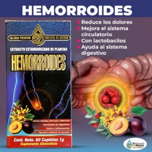 Hemorroides Suplemento 60 Caplets 1g. Natural de Mexico