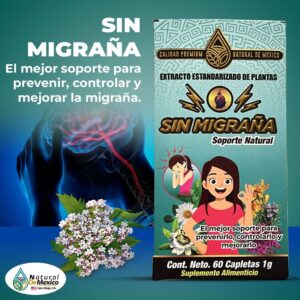 Sin Migraña Suplemento 60 Capletas 1g. Calidad Premium