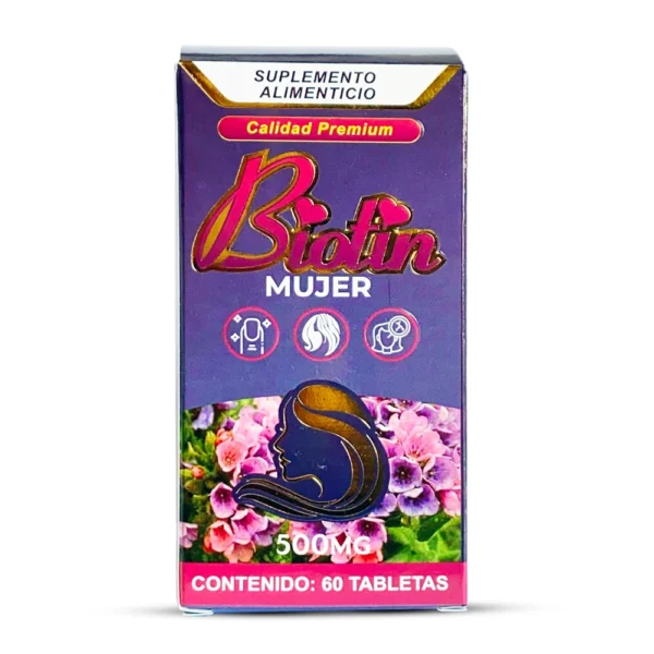 Biotin Mujer Suplemento Natural 60 Tabs. 1g. Salud para el Cabello, Uñas y la Piel