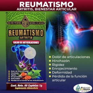 Suplemento Reumatismo Artritis Dolor de Articulaciones 60 Capletas 1g. Natural de Mexico
