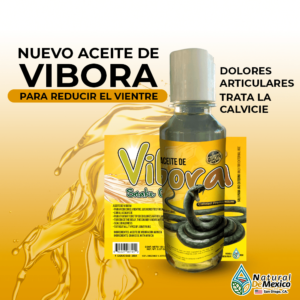 Aceite de Víbora - Snake Oíl Ayuda en el tratamiento de todo tipo de dolores de articulaciones y musculares. reduce el vientre y reafirma los tejidos. Además de ayudar a regenerar el cabello en casos de calvicie.