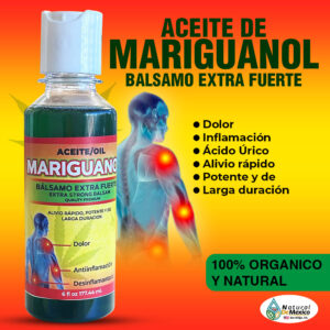 Aceite de Mariguanol - Oil. Para aliviar dolores e inflamaciones en el cuerpo; cuando se aplica sobre la piel puede reducir la hinchazón y el dolor. Ayuda en : • El Reumatismo • Artritis • Inflamación • Analgésico • Dolores Musculares • Dolor de Espalda.