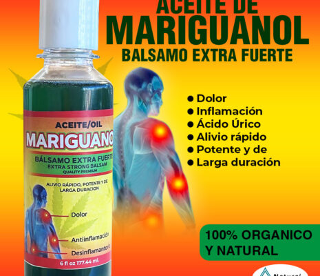 Aceite de Mariguanol - Oil. Para aliviar dolores e inflamaciones en el cuerpo; cuando se aplica sobre la piel puede reducir la hinchazón y el dolor. Ayuda en : • El Reumatismo • Artritis • Inflamación • Analgésico • Dolores Musculares • Dolor de Espalda.