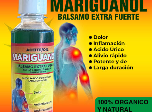 Aceite de Mariguanol - Oil. Para aliviar dolores e inflamaciones en el cuerpo; cuando se aplica sobre la piel puede reducir la hinchazón y el dolor. Ayuda en : • El Reumatismo • Artritis • Inflamación • Analgésico • Dolores Musculares • Dolor de Espalda.