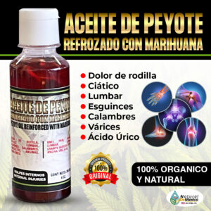 Aceite de Peyote - Oíl. Para ayudar a aliviar dolores de rodilla, dolores articulares, dolor del nervio ciático, dolor Lumbar, puede ayudar a calmar calambres, dolor de esguinces, várices y ácido urico.