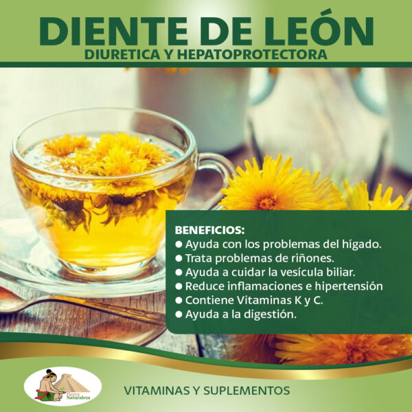 Diente de León Para una variedad de afecciones, incluyendo la inflamación, el dolor, la hinchazón, problemas digestivos, indigestión y la acidez estomacal.