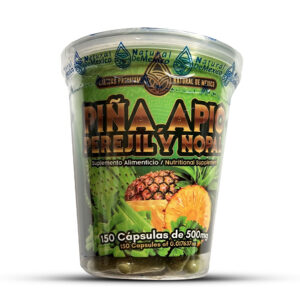 Piña, Apio, Perejil y Nopal Puede ayudar a mejorar la digestion, regula el transito intestinal, ayuda a producir colageno, una proteína que ayyuda a mantener la salud ósea.